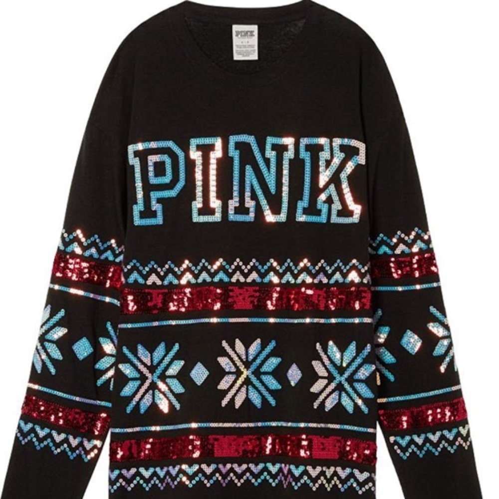 Victoria's Secret Pink Christmas Bling Crew NWOT